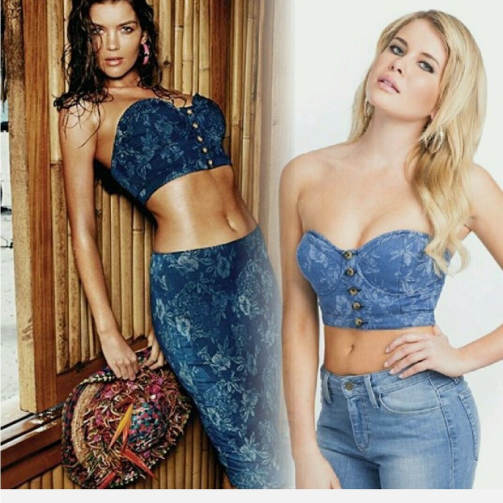 Guess denim jacquard corset AND skirt